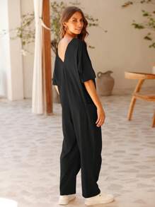 Jumpsuits For Women Casual Stretchy Baggy Harem Jumpers Overalls Hot Shot Tee - Black - View 2