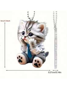 Colgante de gato de acrílico de 8 cm - Perfecto para el coche, la mochila y la decoración del hogar | Regalo ideal para Pascua o el Día de la Madre - Negro - Ver 3