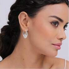 LeCalla 925 Sterling Silver Filigree Hoop Earrings Lightweight Small Medium Hoops Earring For Women Teen - 銀色 - 查看 2