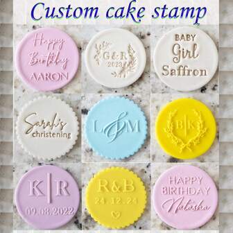 Customized Personalized Cookie Embossing Stamp Mold, 3D Design For Halloween And Christmas, Kitchen Baking Cake Decorating DIY Cutting Tool, Icing Cake Mold, Wedding Clay Candy Embossing Name Cake Mold, Handmade