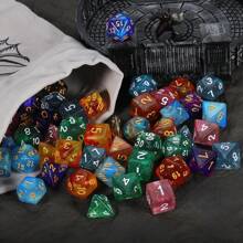 Polyhedral D & D Dice For RPG MTG -- Perfect For Role-Playing Board Games, Gray Drawstring Bags, And The Perfect Gift For Thanksgiving