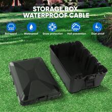 Extra Large Weatherproof Box - (33x 21.2 X 13.2 Cm) - Outdoor Cord Cover - Brown - Ideal For Gardens, Construction Sites - Suited For Workers, Homeowners - Black - View 1