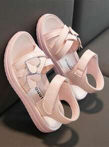 Fashionable Hook And Loop Closure Girls Princess Shoes, Lightweight, Anti-Slip, Suitable For Toddler & Children