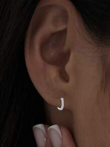 FORVER QUEEN 1 件 925 纯银小号环形耳环防过敏轻质环形耳环适合女士女孩