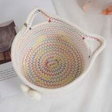 Adorable cesta de almacenamiento tejida con cuerda con forma de conejo (Diámetro superior 17 cm, altura), para almacenar juguetes de niños y artículos del hogar, adecuada para la sala de estar y el dormitorio