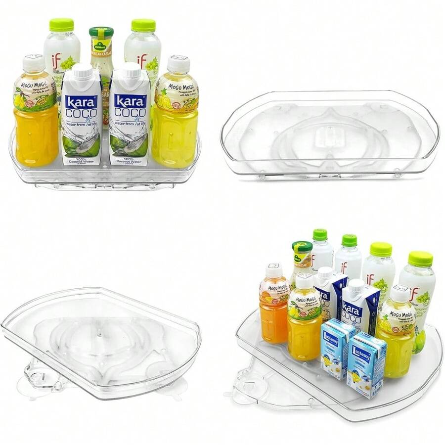 360° Rotating Lazy Susan Turntable - Multifunctional Rectangular Organizer 15.1" X 11.4" For Refrigerator, Cabinet, Pantry, And Kitchen Countertop (4 Pack) - Clear - View 1