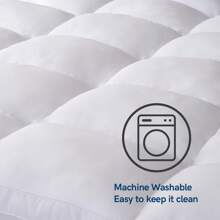 ELEMUSE Queen Mattress Topper For Back Pain, Extra Thick Mattress Pad Cover, Plush Soft Pillowtop With Elastic Deep Pocket, Overfilled Down Alternative Filling - 白色 - 查看 3