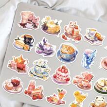 50 Piezas Paquete de pegatinas de estilo Ins de dibujos animados para el té de la tarde | Pegatinas estéticas de vinilo para scrapbooking, diario, parachoques, monopatín, botellas de agua, dibujos animados, casco, coche
