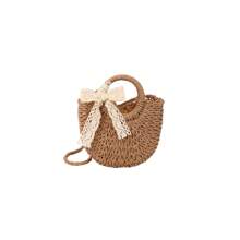 女孩度假风格抽绳扣单肩斜挎包