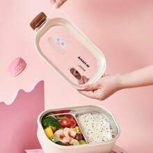 大口便当盒，双层设计，PP塑料，保温，适合上班族和户外使用，通用尺寸，无需充电，食品接触安全，学校用品 - 彩色 - 查看 2