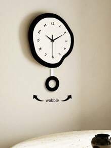 1 件亚克力挂钟，不对称形状时钟，餐厅北欧风格挂钟，客厅和卧室新流行时钟，客厅超静音时钟 - 黑與白 - 查看 6