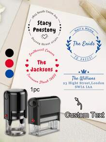 1/2 Stück Adressstempel mit Wunschtext/-logo, Schul-Zubehör für, Personalisierter Rücksendestempel mit Selbstfärbung, Personalisierte Briefmarken zum Versenden, Runder Adressstempel mit Wunschtext, Personalisierte Selbstfärbende Stempel