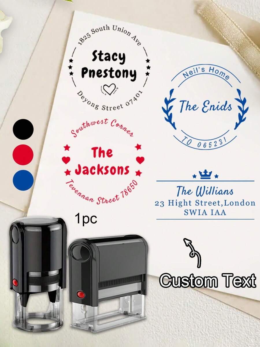 1/2 Stück Adressstempel mit Wunschtext/-logo, Schul-Zubehör für, Personalisierter Rücksendestempel mit Selbstfärbung, Personalisierte Briefmarken zum Versenden, Runder Adressstempel mit Wunschtext, Personalisierte Selbstfärbende Stempel