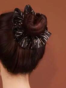 1 Stück Damen eleganter, mehrfarbiger Haargummi mit Strass-Verzierungen, geeignet für den täglichen Gebrauch