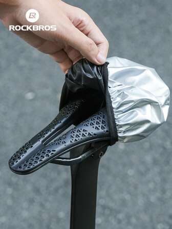 ROCKBROS 1pc Durable 26cm Silver Bicycle Seat Cover - 2-In-1 Waterproof & Heat Insulation, Compact Lightweight Portable For Daily Use