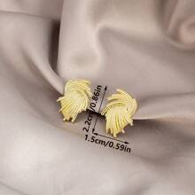 1 对女士不对称形状螺旋金耳钉，适合日常和海滩度假佩戴 - 彩色 - 查看 2