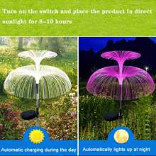 1 pièce Lumières de jardin solaires Nouvelle version améliorée Lumières solaires extérieures étanches Lumières de fleur solaire à double méduse et étoile changeant de 7 couleurs pour décoration de jardin extérieur de Noël Cadeaux pour femmes