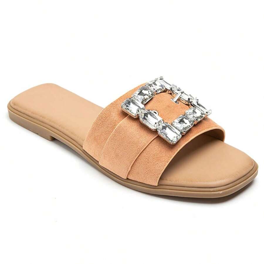 Slippers With Decorative Buckle And Ergonomic Insole - Orange - View 1