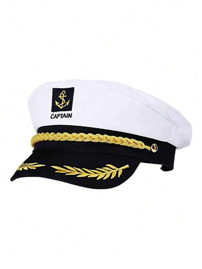 1pc Men's Captain Cap, Uniform Prop Captain's Hat, Suitable For Party Accessory