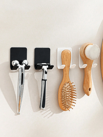 2/4 pezzi Ganci da parete in plastica per rasoio/lametta, supporto multifunzionale per rasoio senza foratura con presa elettrica e organizer per telefono/borsa, decorazione per bagno di casa e per il rientro a scuola