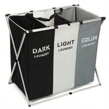 PREMIUM 3 Compartment Foldable Laundry Basket Large Organizer - Nhiều màu - Xem 1