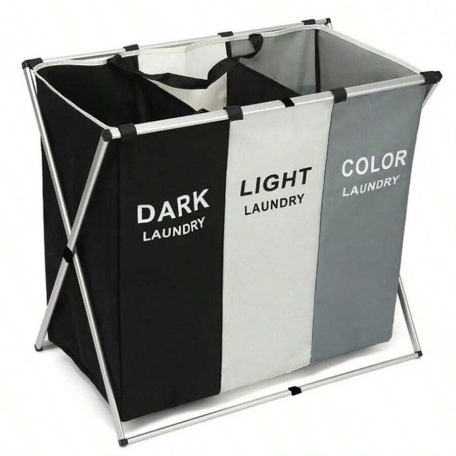 PREMIUM 3 Compartment Foldable Laundry Basket Large Organizer - Nhiều màu - Xem 1