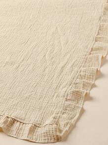 1件柔软透气100%纯棉纱布婴儿毯，带荷叶边，可用作新生儿襁褓、婴儿车遮阳篷、浴巾或婴儿房桌布