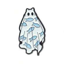 1pc Creative Cartoon Halloween Series Cute Ghost Shape Metal Brooch, Fun Quirky Badge Accessory - White - View 10