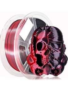 Silk Black Red Gradient PLA 1KG 3D Printed Filament, Bi-Color Gradient, High Toughness, Shiny Texture, Diameter 1.75mm, Low Shrinkage, Dimensional Accuracy +/- 0.02mm, Smooth Surface Plastic Material [Spool Color Random]