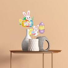 20 palillos de madera para Pascua, decorativos, con forma de conejito, para rellenar jarrones y decorar el hogar. - Multicolor - Ver 4