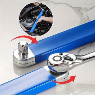 5 件多功能加长棘轮扳手，配备 4 个方形传动适配器 1/2 英寸、1/4 英寸、3/8 英寸和 15 英寸加长扳手，适用于汽车和机械维修等难以触及的区域