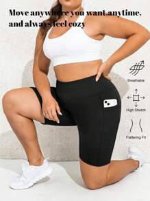 6 Pack Plus Size Biker Shorts For Women, High Waist Buttery Soft Yoga Shorts With Pockets, Non-See Through Summer Workout Shorts Black Set - 6 Đen - Xem 4