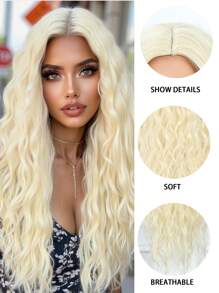 High Quality Fluffy Women's Wig Gold 28 "Mid-Length Curly Wig Synthetic Heat Resistant Fiber Perfect For Holiday Travel Family Party Cosplay Everyday Wear