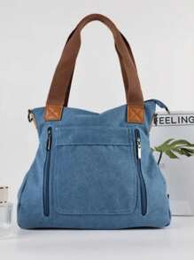 JLCH Women's Shoulder Bag, Tote Bag, Large Capacity Canvas Bag, Suitable For Work Commute, Durable And Practical, Classic Minimalist Casual Design, Versatile, Zipper Pocket Handbag, Canvas Bag (Tote Bag, Shoulder Bag, Crossbody Bag, Women's Bag, Large Capacity Bag)