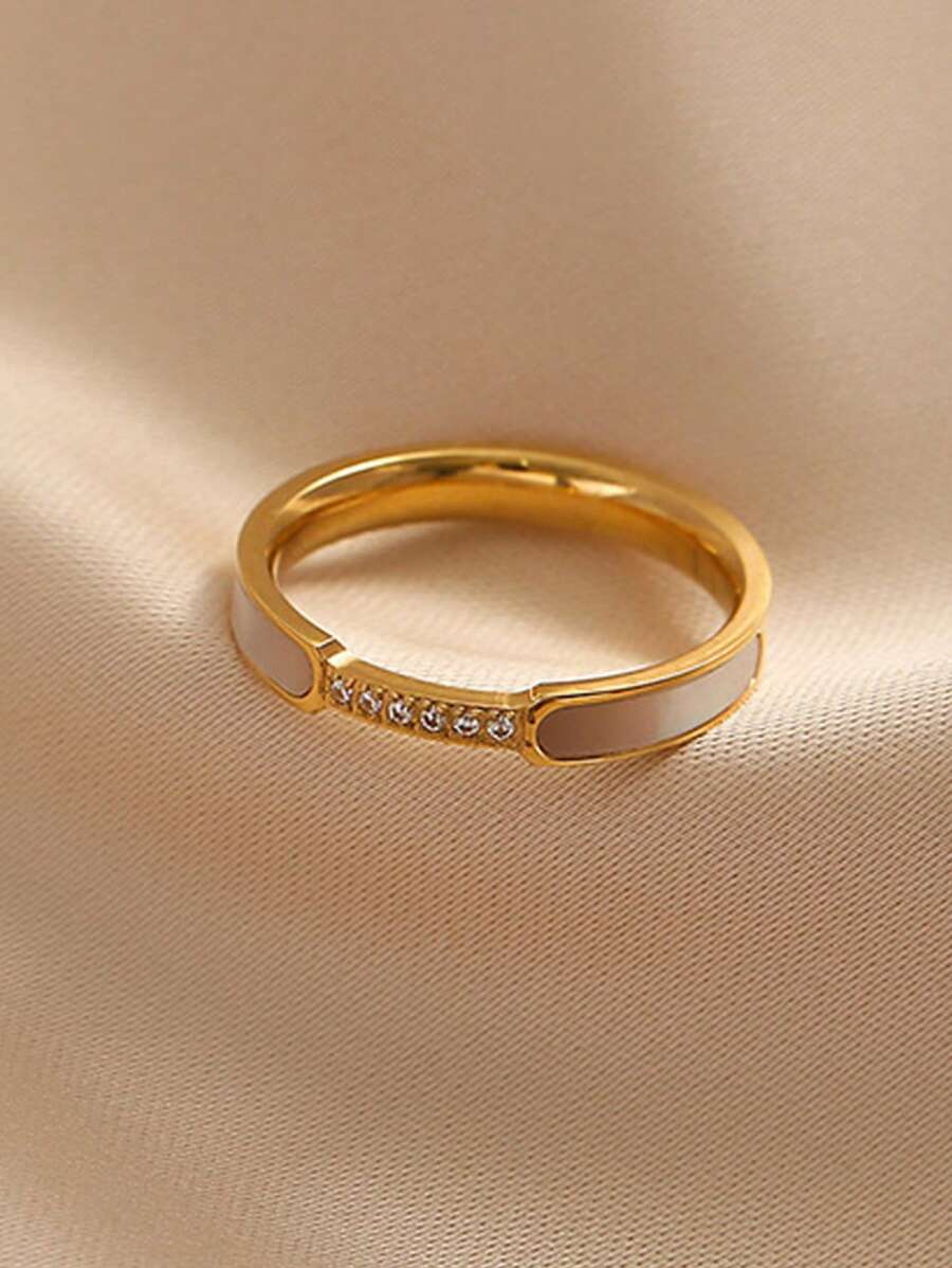 1pc Stainless Steel Personalized Unique Design Ring, Suitable For Women - Yellow Gold - View 1