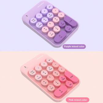 GEEZER Portable USB 2.4G Plug And Play Wireless Number Keypad 18 Keys Retro Round Keycads Cute Mini Number Keyboard For PC/Desktop/Laptop