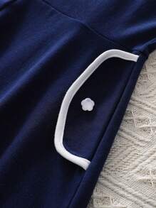 Vestido Casual de Escola Elegante e Bordado para Meninas Pré-Adolescentes, Vestido Atlético de Manga Curta com Colarinho e Modelagem A-line para Meninas Pequenas e Pré-Adolescentes, Novo Verão