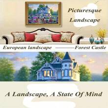 SNA 2025 Castel în stil nou, peisaj, construcție castel, castel, DIY, cusătură în cruce, kituri de broderie, set de lucru manual, ață imprimată pe pânză, casă de țară, vilă, reședință, kit DIY, artizanat, kit de broderie brodată, kituri de cusătură în cruce, kit de croșetat, kit de ace de perforat, accesorii de cusut, kit de cusut, ață de broderie, kit de artizanat, materiale de cusut, model de cusut, croșetat, consumabile pentru artizanat, kit de broderie, model de cusut pentru începători.