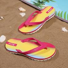 Women's Flip Flops With Floral Print, Contrast Color, Wear-Resistant & Comfortable, Fashion Beach Slippers, Suitable For Vacation, Size Runs Small - Hot Pink - View 8