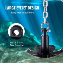River Anchor, 12 LBS Or 30 LBS Boat Anchor Cast Iron Black Vinyl-Coated With Shackle, Marine Grade Mushroom Anchor For Boats Up To 10 Ft, Impressive Holding Power In River And Mud Bottom Lakes - 12 LBS Boat Anchor - View 4