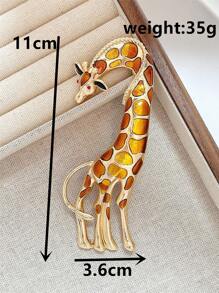 1pc Vintage Cute Exaggerated Metal Giraffe Brooch, Suitable For Daily Wear - Multicolor - View 3