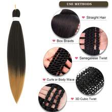 8 Packs Braiding Hair Pre Stretched Long Braiding Hair For Braiding Twist Hair Pre Stretched Braiding Hair For Crochet Braids Hot Water Setting Soft Yaki Texture - 1B/27 - Xem 3