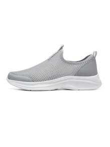 Men's Breathable Mesh Running Sneakers, Lightweight Casual Trainers, Versatile Shoes For Spring & Autumn - Grey - View 8
