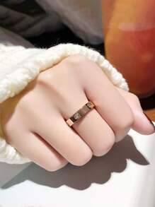 THINTIME 1 Stück Luxus Ring mit synthetischem Zirkonia-Stein, 18K, modisch und zart, unisex