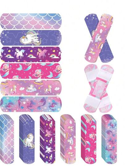 (30 piezas de vendas hemostáticas - Cuidado de heridas de emergencia) Varios estilos de patrones de unicornio, vendas elásticas respirables lindas y flexibles que protegen las heridas de hombres y mujeres para el botiquín de emergencia