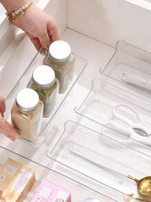 Drawer Desktop Cosmetics Storage Box, 2PCS/6PCS Combination Clear Plastic Drawer Organizer Set,Transparent Dresser Storage Box, Exquisite Storage Box,Desk Drawer Divider Organizers And Storage Bins For Makeup, Jewelry, Gadgets For Kitchen, Bedroom, Bathroom, Office Christmas For Holiday Gift Giving Home Bathroom Decor Fall Decor Makeup Organizer Back To School - Transparent - View 7