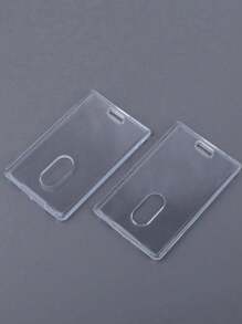 Acrylic Transparent Heavy-Duty Plastic Card Case, Double-Sided Transparent Card Id Card Work Badge Cover Badge Hard Card Case, Transparent Badge Case Vertical Office Supplies (Excluding Cards) Business Card Holder Wallet Business Card Holder Credit Card Holder, Id Card Holder Female For Male Card Wallet. - Clear - View 9