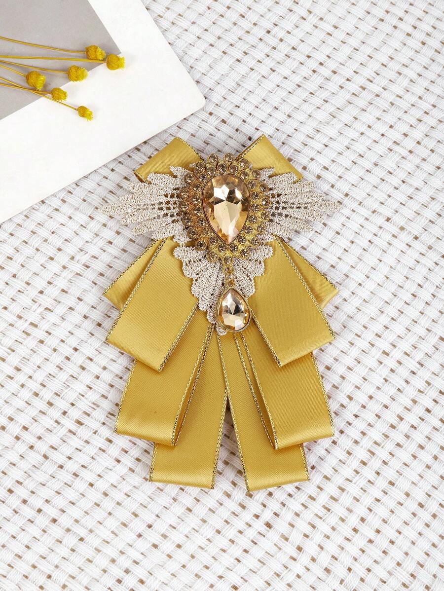 1pc Men's Fashionable Yellow Bowtie Neck Tie, Suitable For Evening Occasions - Yellow - View 1