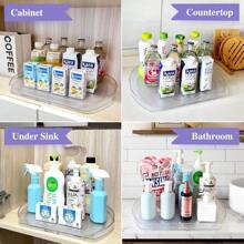 360° Rotating Lazy Susan Turntable - Multifunctional Rectangular Organizer 15.1" X 11.4" For Refrigerator, Cabinet, Pantry, And Kitchen Countertop (4 Pack) - Clear - View 5