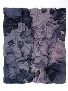 1 pezzo Hijab di moda bohémien da donna con stampa marmorizzata blu navy, velo casual da strada per uso quotidiano, fascia per capelli autunnale